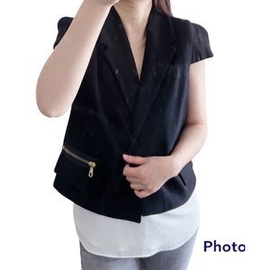 Smythe wool open front short sleeve notched blazer black size US6